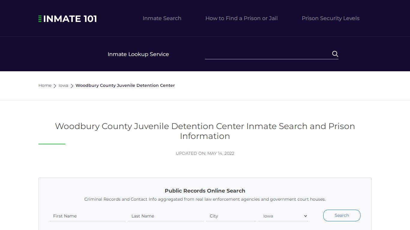 Woodbury County Juvenile Detention Center Inmate Search ...